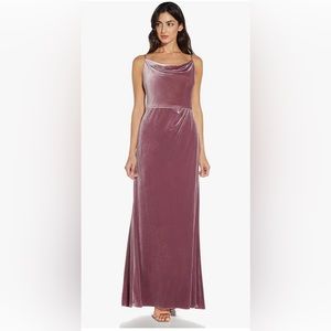 Adrianna Papell Women's Cowl Neck Velvet Gown, Antique Rose